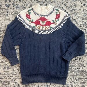 Vintage Liz Thomas Floral Knit Sweater